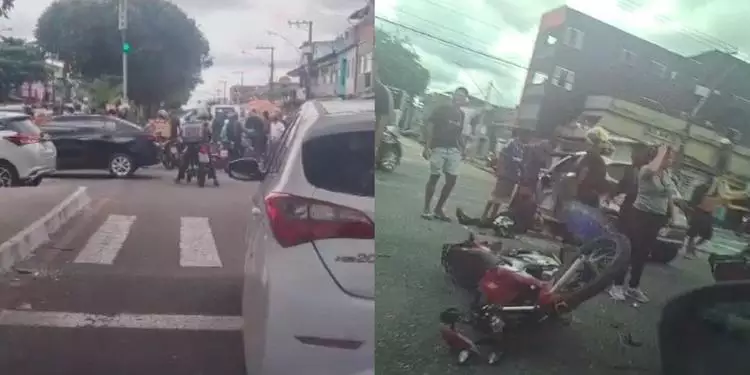 Batida entre carro e moto deixa duas pessoas feridas na Pedro Álvares Cabral