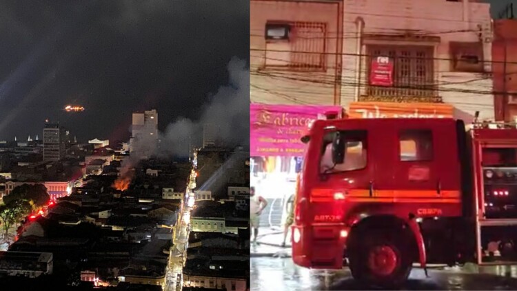 Vídeo: incêndio em loja no bairro da Campina, em Belém, preocupa moradores